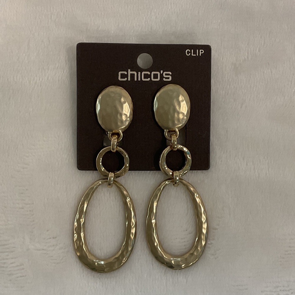 Chico's Elegant Gold and Brown Earrings